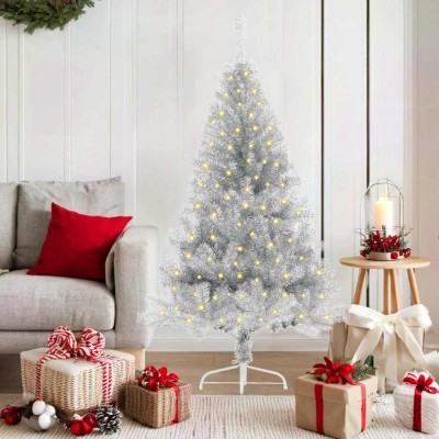 vidaXL Pom de Crăciun artificial pre-iluminat Argintiu 150 cm PET 3397189 foto
