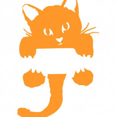 Sticker decorativ pentru intrerupator, Pisica, Portocaliu,11.5 cm, S1018ST-21