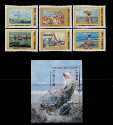 RO 2003 , LP 1599+1600 &amp;quot;Reproduceri de arta&amp;quot;, serie + colita 326 , MNH foto