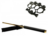 Cumpara ieftin Set baston telescopic 65 cm auriu + box-rozeta craniu negru