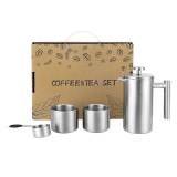 Set Cafea cu Stil, Infuzor si accesorii Silver, 2 cesti, Lingura dozatoare de 30 g, realizate din otel inoxidabil, Oem