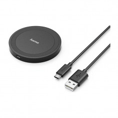 Incarcator wireless Hama, 5 V, 1 A, Qi, USB, Negru foto