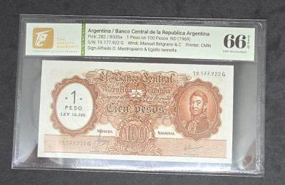 100 Pesos 1969 Argentina foto