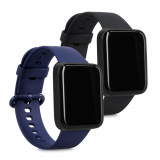 Set 2 Curele pentru Xiaomi Redmi Watch 2/Redmi Watch 2 Lite, Kwmobile, Silicon, Albastru/Negru, 56911.01
