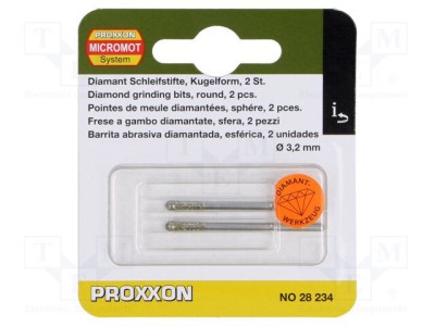 Freză diamantată PROXXON &amp;Oslash; 3,2mm &amp;Oslash; 2,35mm, Acoperire diamant, 2 bucati foto