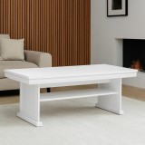 Cumpara ieftin Masuta cafea cu raft depozitare VML2, PAL, insertii MDF, 125x65x53 cm, Alb Antichizat