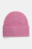Morgan caciula din amestec de lana 5MBALA culoarea roz, din tricot gros, 5MBALA