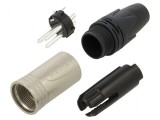 Conector XLR mufă tată PIN 3 drept pe cablu lipire 16A 14AWG, Neutrik