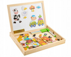 Set Tabla Magnetica Educationala cu Piese Puzzle din Lemn pentru Copii foto