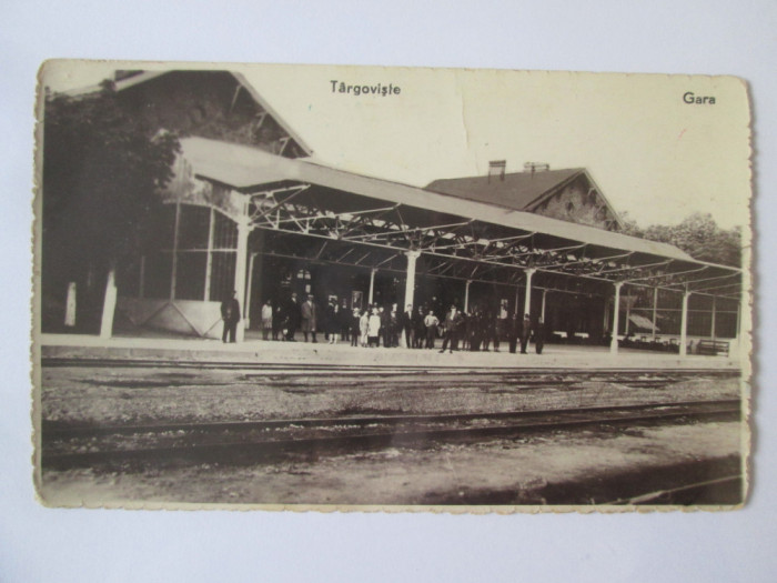 T&acirc;rgoviște:Gara,carte poș.foto scrisă 1939