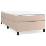 Cumpara ieftin Pat box spring cu saltea, cappuccino, 80x200 cm piele ecologica