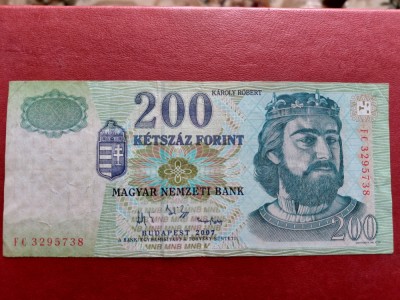 Bancnota 200 forint 2007,Ungaria. foto