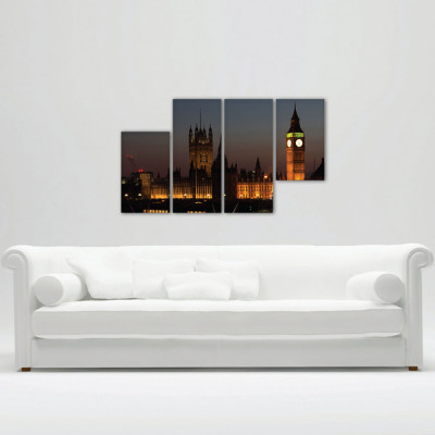 Tablou canvas 4 piese - Big Ben seara foto