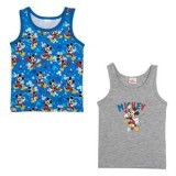 Set 2 Maiouri Copii cu Model Mickey Mouse, Gri Melanj si Albastru, Fara Maneci, CMCLASS