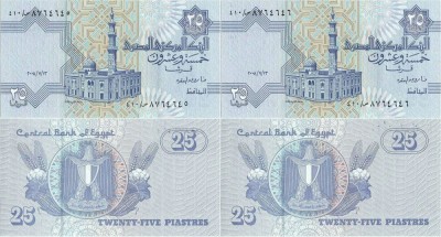 2 x 2008 ( 13 VII ) , 25 piastres ( P-57h.4 ) - Egipt - stare UNC foto