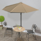 VidaXL Umbrelă de soare de balcon, tijă aluminiu, gri taupe 300x155 cm