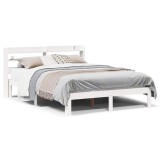 Cumpara ieftin Cadru de pat cu tablie, alb, 150x200 cm lemn masiv pin