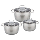 Set 3 oale din inox Green Point, 2.1 l/2.9 l/3.9 l, capace sticla, finisaj mat/lucios, Grunberg