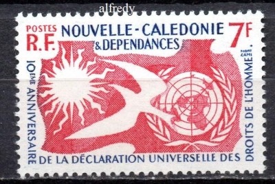 NOUA CALEDONIE 1958, Aniversari, ONU, Declaratia, serie neuzata, MNH foto