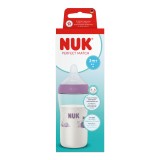 Biberon cu tetina din silicon Perfect Match, roz, flux M, 3+ luni, 260 ml, Nuk
