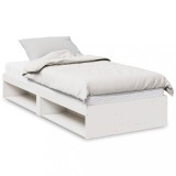 VidaXL Pat de zi cu saltea, alb, 90x200 cm, lemn masiv pin