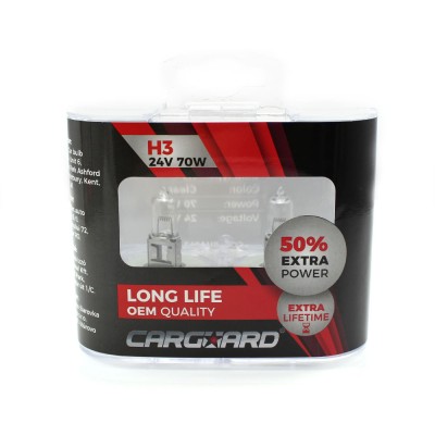 CARGUARD - Set de 2 becuri Halogen 24V - H3, 70W, +50% Intensitate - LONG LIFE foto