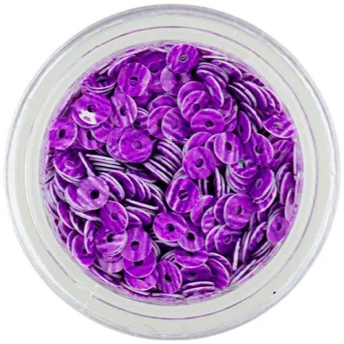 Paiete nail art rotunde, &icirc;n formă de disc, violet cu dungi violet &icirc;nchis