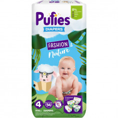 Scutece Pufies Fashion &amp; Nature, Maxi Pack, 4 Maxi, 9-14 kg, 54 buc