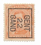 Belgia - Regele Albert I, mic, preanulat, 1922 - neobliterat
