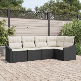 VidaXL Set de canapele pentru grădină 5 pcs Negru Rattan poli