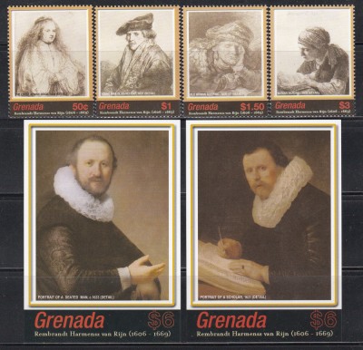 Grenada 2006 - 400 de ani de la nașterea lui Rembrandt, Serie+2 Colite NDT, MNH foto