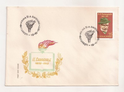 P3 Plic FDC-Prima zi a emisiunii - I.L. Caragiale, necirculat 1977 foto