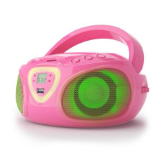 Auna Radio Boombox CD USB MP3 AM / FM Bluetooth 2.1 cu LED Culoare roz foto