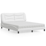 Cumpara ieftin Pat cu saltea, alb, 160x200 cm, piele ecologică