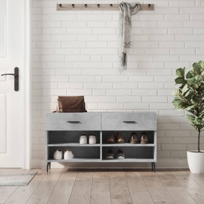 vidaXL Bancheta pantofar, gri beton, 102x35x55 cm, lemn prelucrat 829760 foto