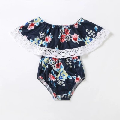 Body Bleumarin pentru Fetițe cu Imprimeu Floral (Marime Disponibila: 0-3 luni) foto