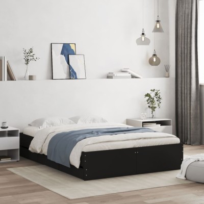 vidaXL Cadru de pat cu sertare, negru, 120x200 cm, lemn prelucrat 3207281 foto