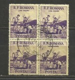 No(02)timbre-Romania 1956-L.P.408-bloc 4 val stampilat deparaiat