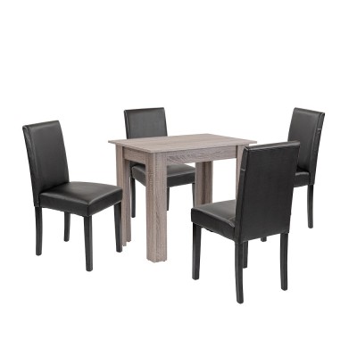 Set de masă Leon 4+1 stejar York-negru foto