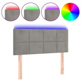 Cumpara ieftin Tablie de pat cu LED, gri deschis, 80x5x78/88 cm, catifea