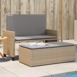 Banca Gradina cu Perne si Taburet vidaXL, Poliratan Bej, Extensibila, 122x55x97cm, Multifunctionala, Relaxare Exterior