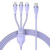 Baseus - Data Cable Flash Series 2 (CASS030205) - Fast Charge, USB-C to Type-C, Lightning, Micro-USB, 100W, 1.5 m - Purple