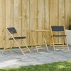 Set Bistro Pliabil 3 Piese Gossi, Bambus, Perne Gri Inchis, Exterior Gradina, Terasa, Balcon