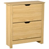 HOMCOM Pantofar Modern pentru 12 Perechi, cu 2 Sertare Rabatabile și Rafturi Reglabile, 72x26x80 cm, Culoare Lemn | Aosom Romania