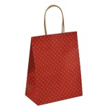 Pungă Cadou Kraft, Model Buline, Culoare Roșu și Maro, Dimensiuni 18x10x23cm, Oem