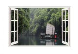Cumpara ieftin Sticker decorativ, Fereastra 3D, Yangtze River, 85 cm, 572STK, natura si peisaje