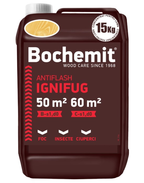 Solutie ignifugare lemn Bochemit Antiflash 15kg transparent B-s1 d0,C-s1 d0