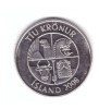 Moneda Islanda 10 kronur 2008, stare foarte buna, cu luciu, curata, Europa, Fier