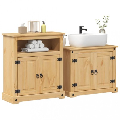 vidaXL Set mobilier de baie &amp;bdquo;Corona&amp;rdquo;, 2 piese, lemn masiv de pin foto