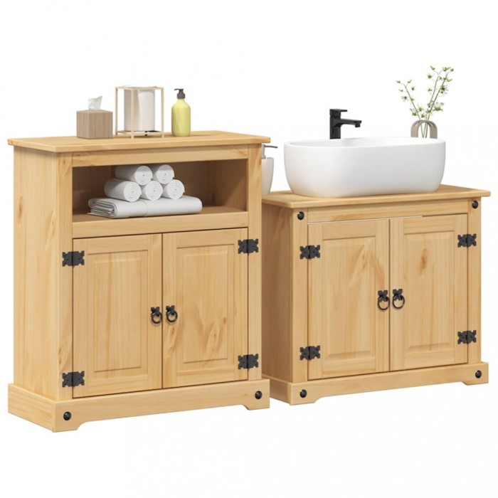 vidaXL Set mobilier de baie &bdquo;Corona&rdquo;, 2 piese, lemn masiv de pin